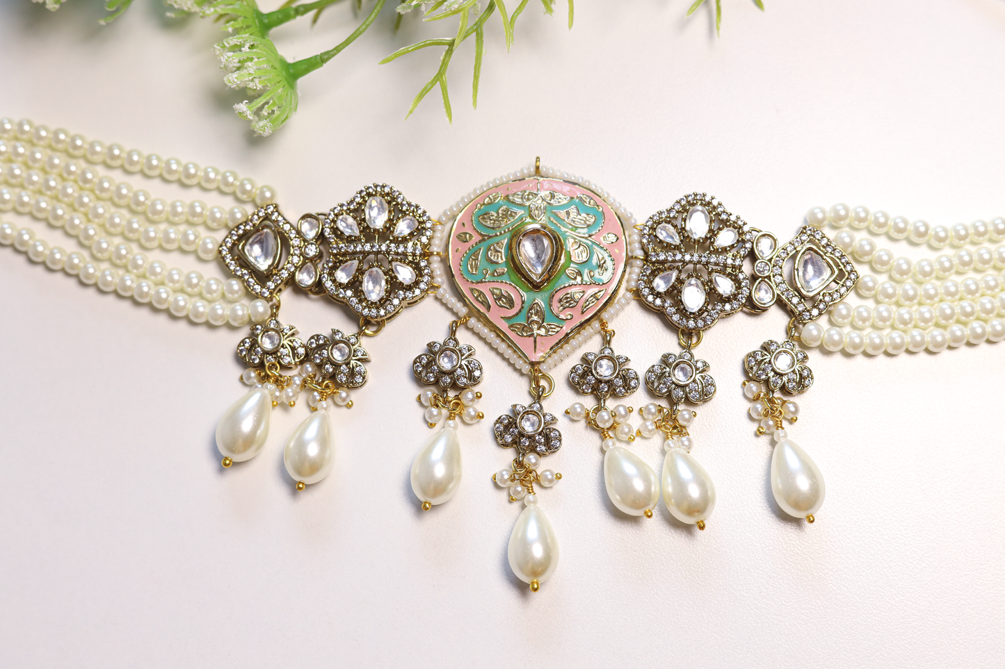 Taara Meenakari Pearl Choker
