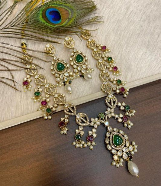 Aisha Long Kundan Set