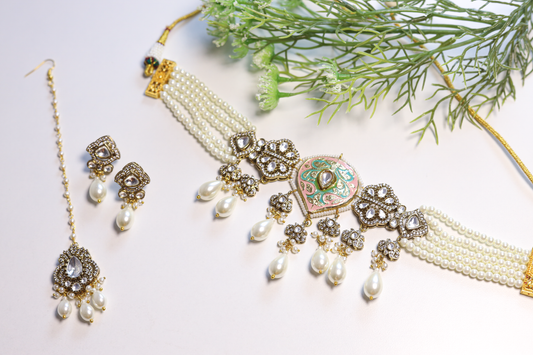 Taara Meenakari Pearl Choker