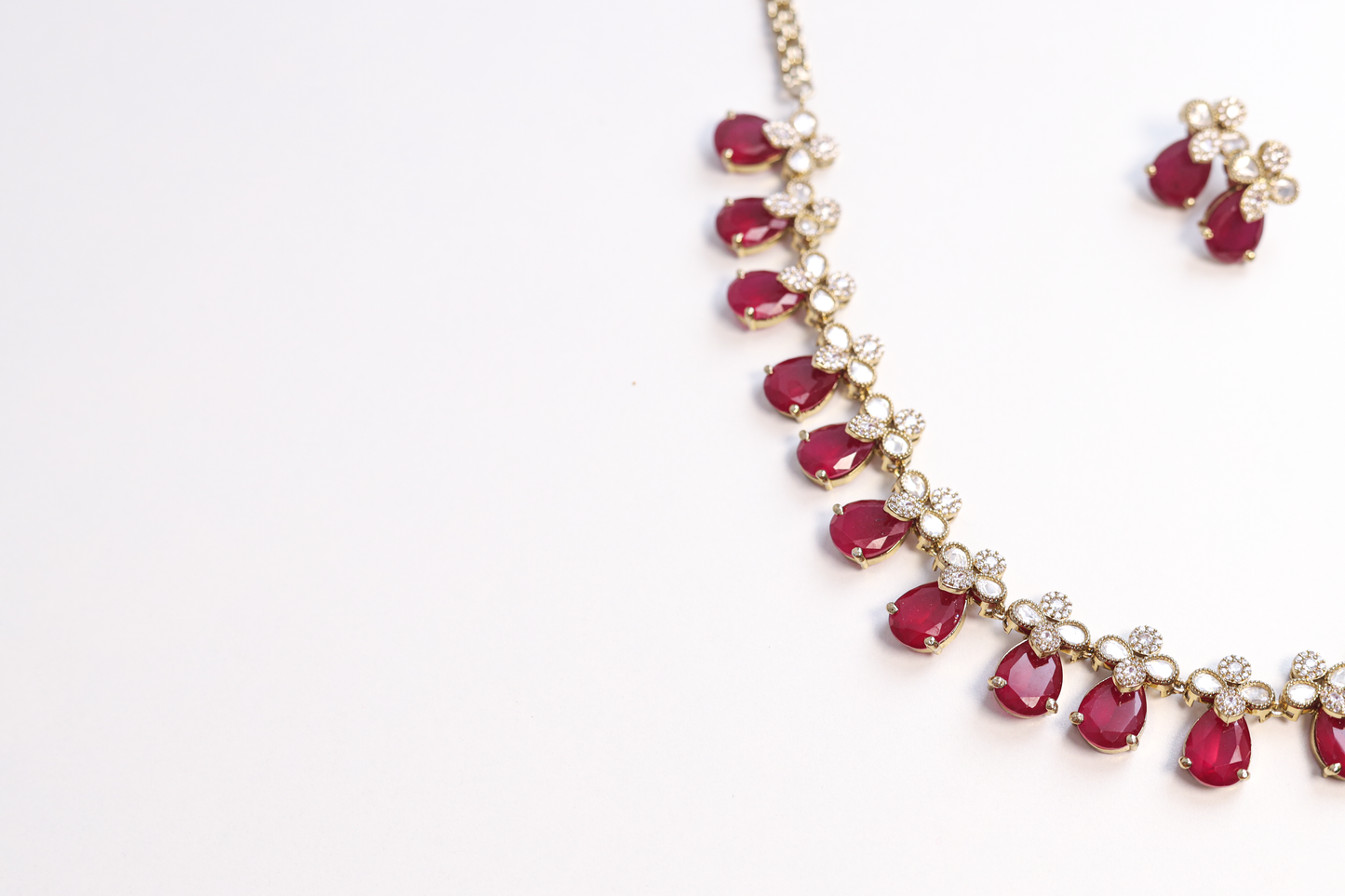 Kavya Ruby Diamante Necklace Set